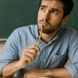 Étudiant réfléchissant devant un cahier ouvert pour rédiger l’introduction de son mémoire